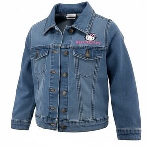 Sanrio Girls Hello Kitty Graphic Jean Jacket Medium 6-6X  Light Wash Denim Blue